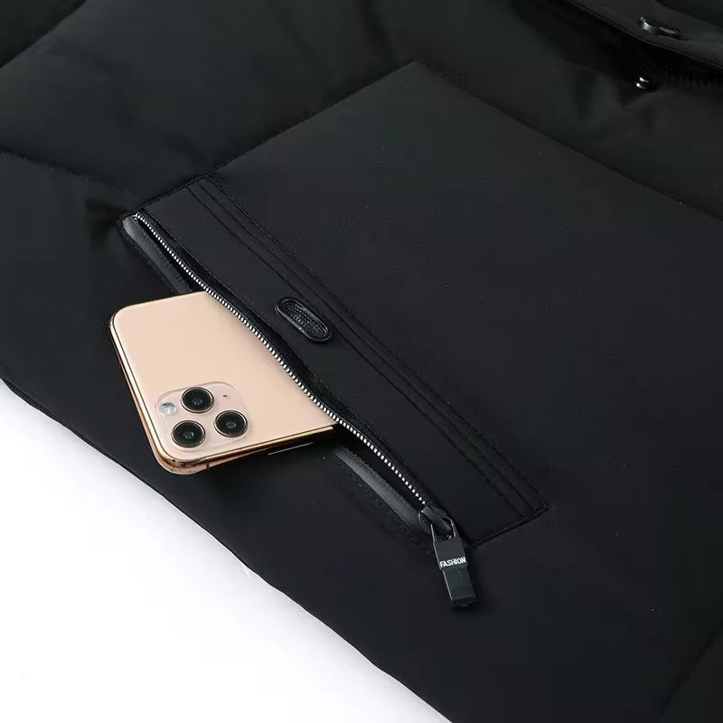 Men's Hooded Quilted Jacket with Front Pockets