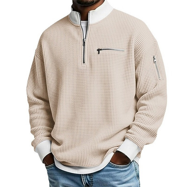 Men's Quarter-Zip Textured Pullover