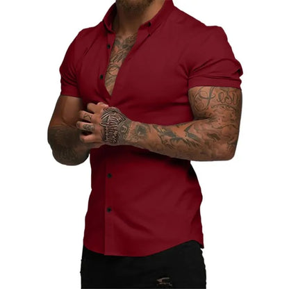 Men's Slim-Fit Short Sleeve Button-Up Shirt