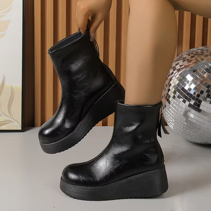 Women's Round Toe Platform Ankle Boots
