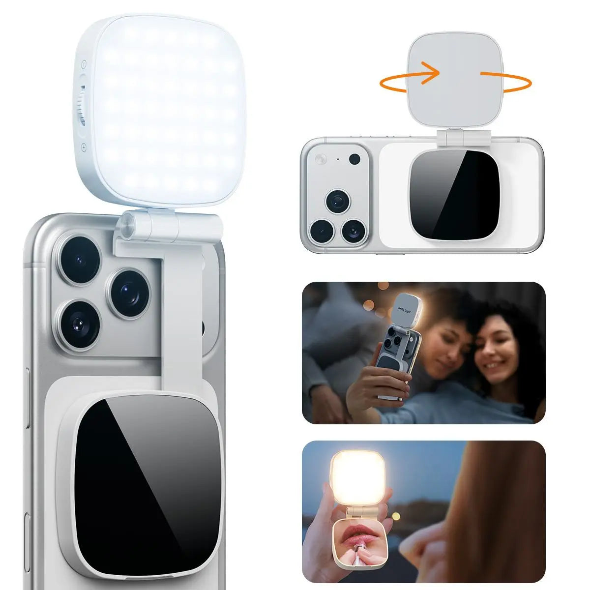 Magnetic Phone LED Selfie Light with Mirror