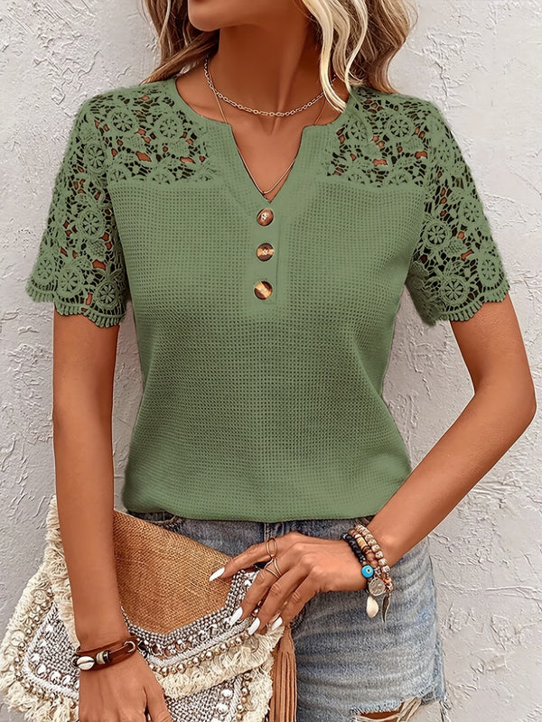 Women's Lace-Detail V-Neck Top