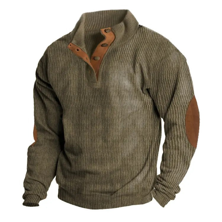 Men's Stand Collar Button Pullover