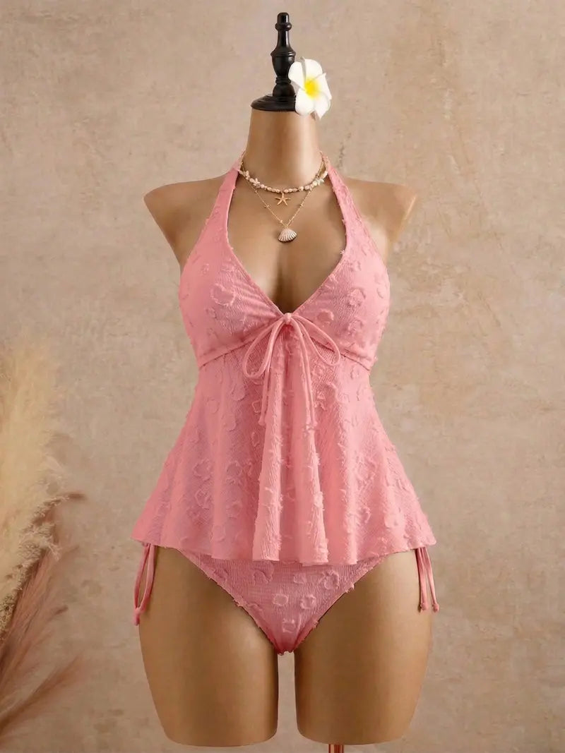 Women’s Halter Peplum Tankini Set
