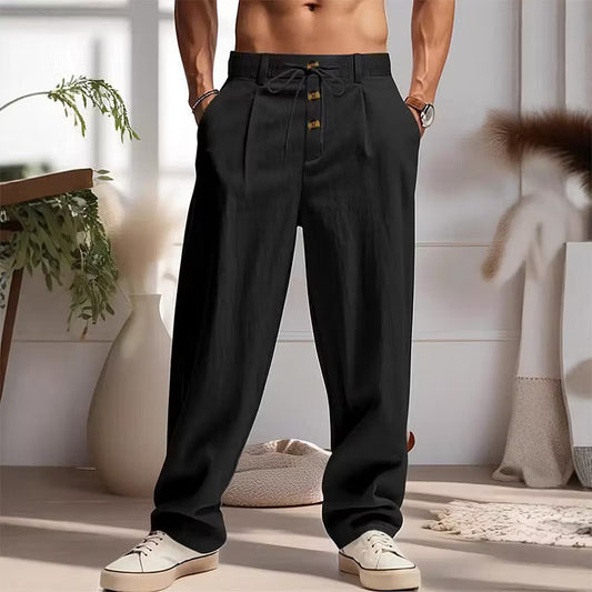 Men's Drawstring Straight-Leg Pants