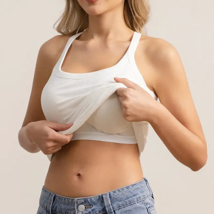 Women's Ribbed Tank Top with Built-In Bra