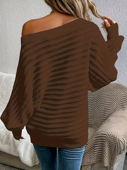 Women’s Ribbed Off-Shoulder Pullover Sweater