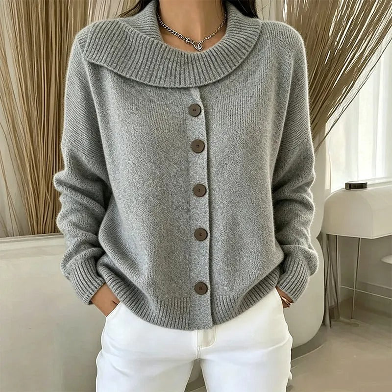 Women's Button-Front Shawl-Collar Cardigan