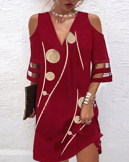Women's Cold Shoulder V-Neck Dress