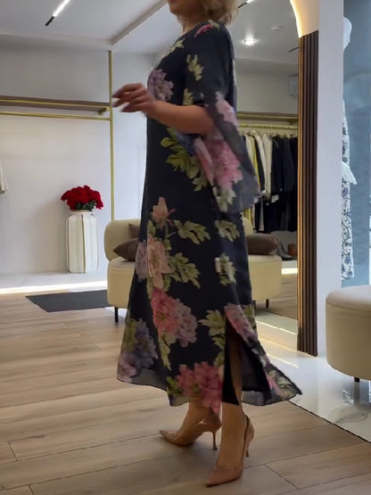 Women’s Floral Chiffon A-Line Maxi Dress