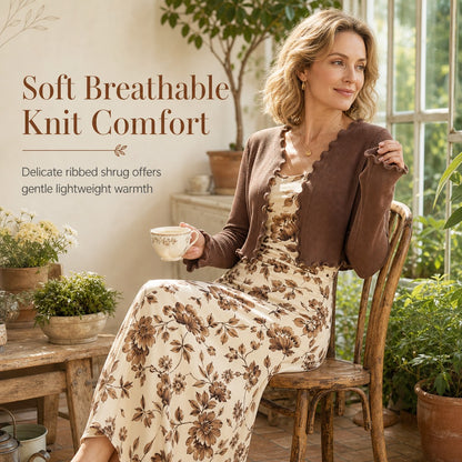 Women's Floral Dress and Cropped Knit Cardigan Set