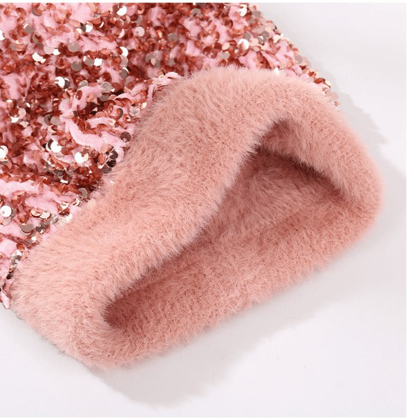 Unisex Sequin Pom Beanie