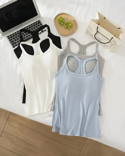 Women’s Ribbed Tank Top with Built-In Bra