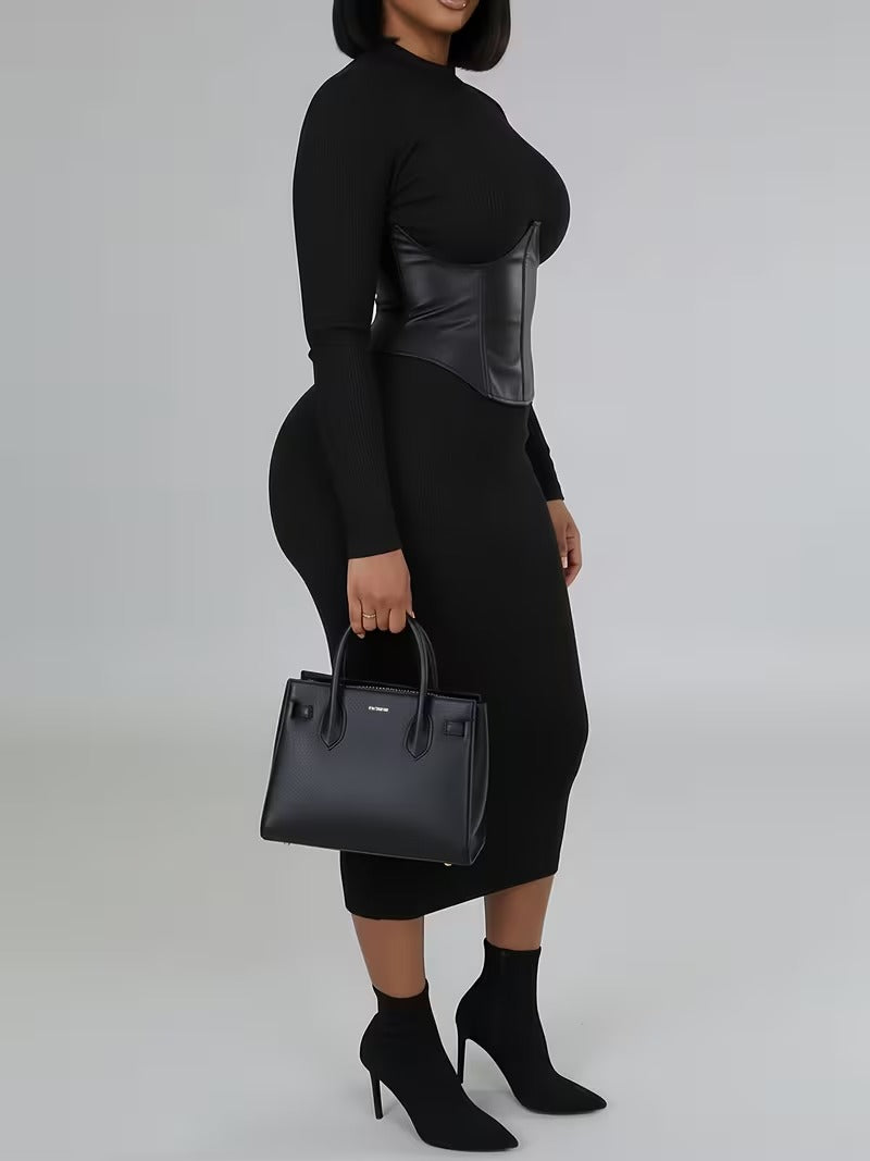 Women's Corset Detail Fitted Dress