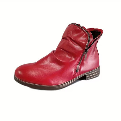 Women's Double-Zip Low Heel Ankle Boots