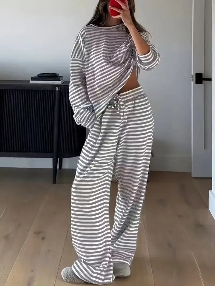 Women's Striped Two-Piece Lounge Set