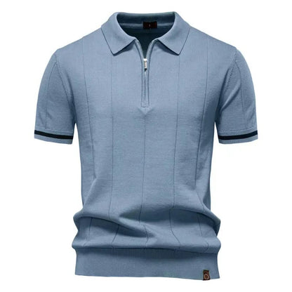 Men's Textured Zip Collar Polo Sweater