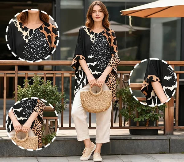 Women's Leopard Print Patchwork Blouse