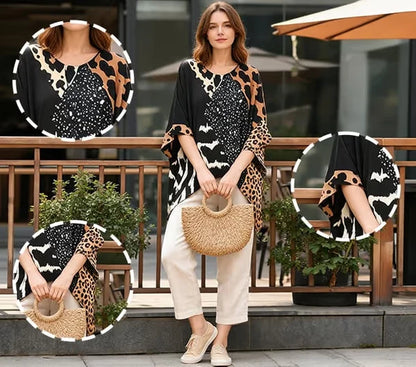 Women's Leopard Print Patchwork Blouse
