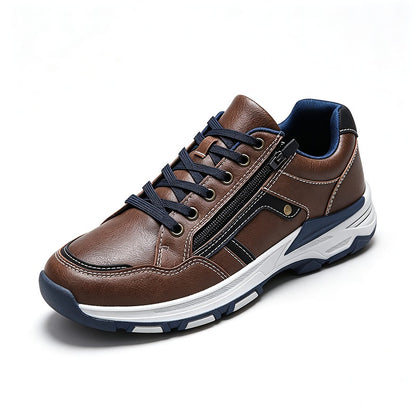 Men's Lace-Up Sneakers with Side Zipper