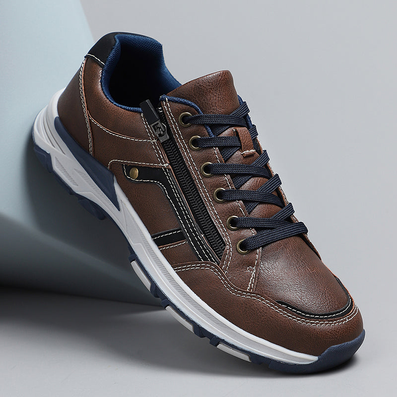 Men's Lace-Up Sneakers with Side Zipper