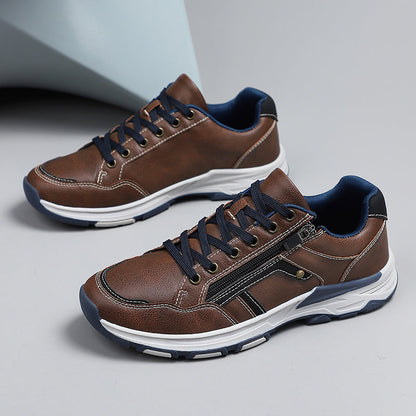 Men's Lace-Up Sneakers with Side Zipper