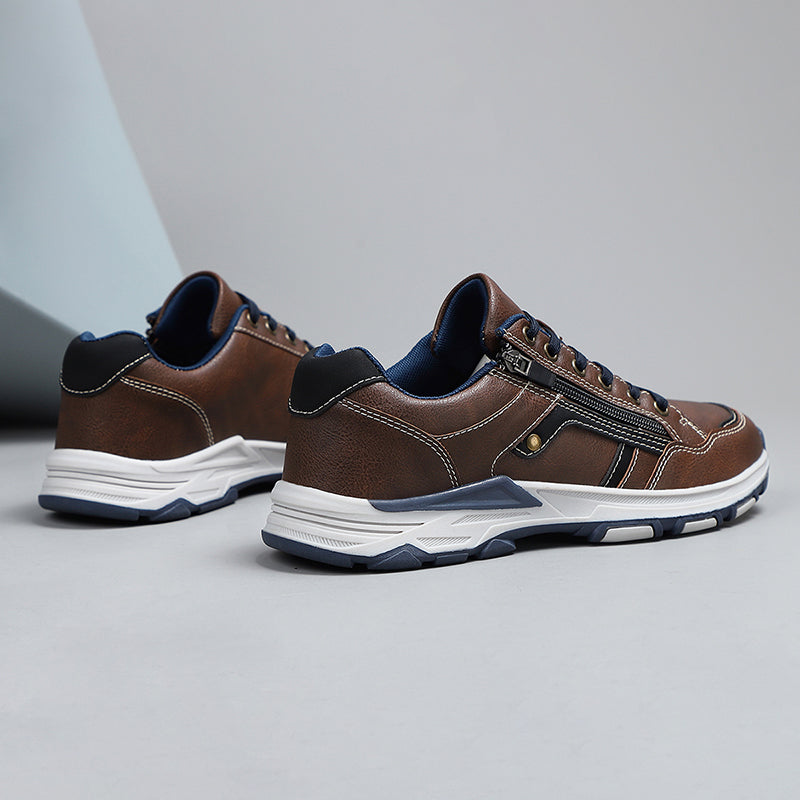 Men's Lace-Up Sneakers with Side Zipper