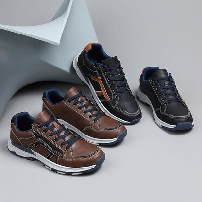 Men's Lace-Up Sneakers with Side Zipper