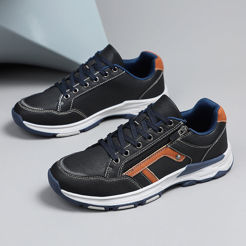 Men's Lace-Up Sneakers with Side Zipper