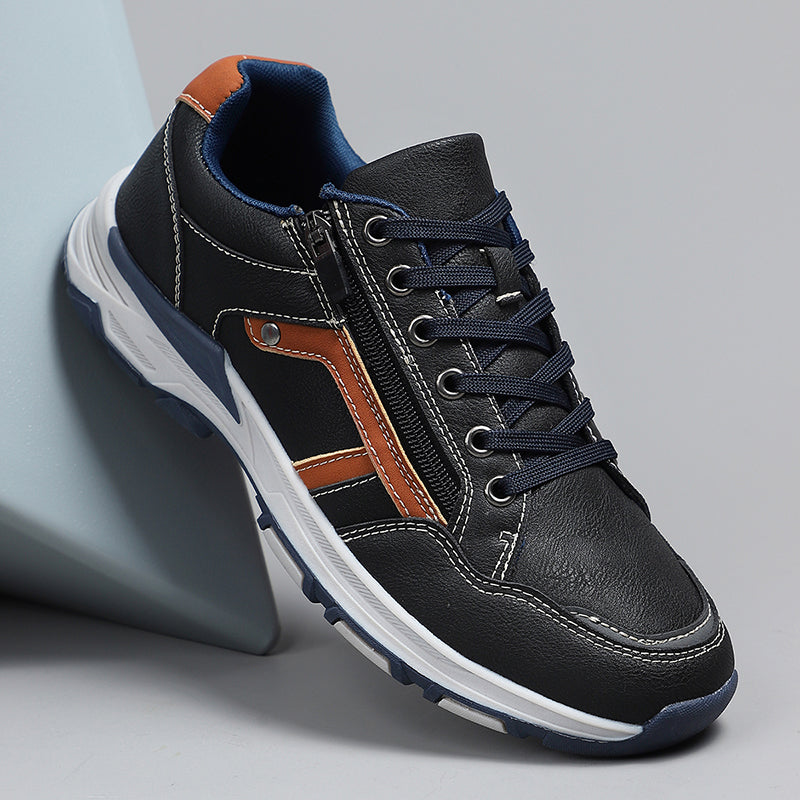 Men's Lace-Up Sneakers with Side Zipper