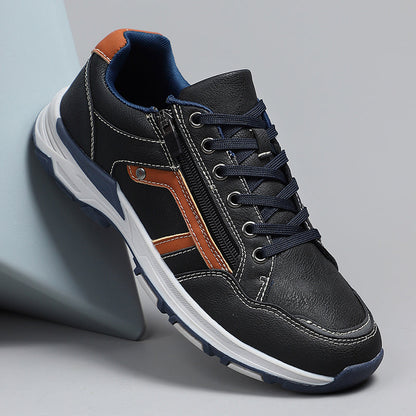 Men's Lace-Up Sneakers with Side Zipper