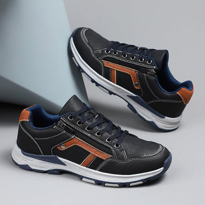 Men's Lace-Up Sneakers with Side Zipper