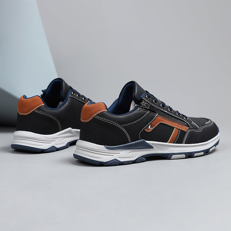 Men's Lace-Up Sneakers with Side Zipper