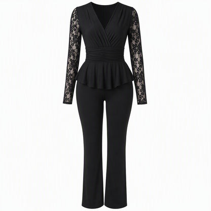 Women's Lace Detail Two-Piece Pants Set