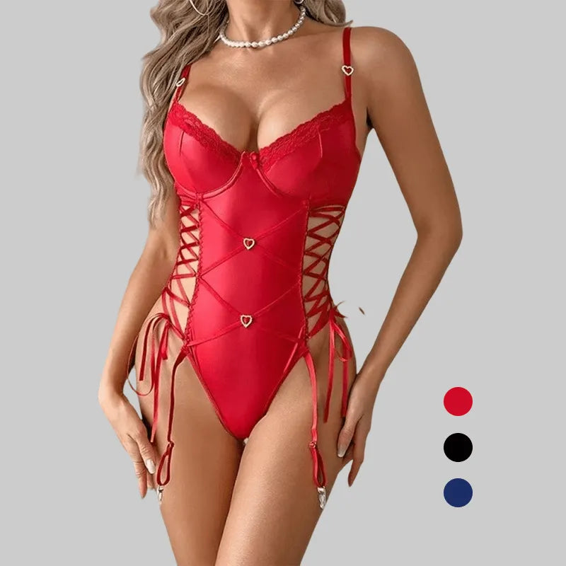 Women's Lace-Trim Bodysuit with Side Lacing