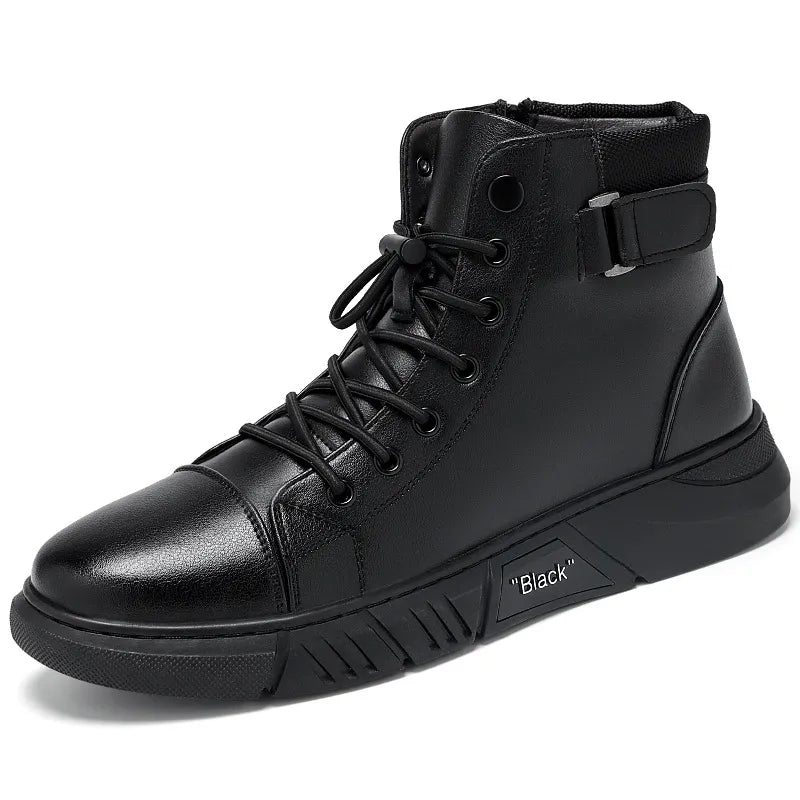 Men's Lace-Up Buckle Strap Boots