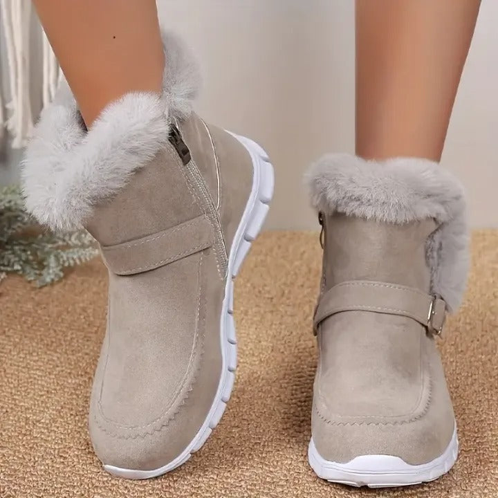 Women's Ankle Boots with Buckle and Zipper