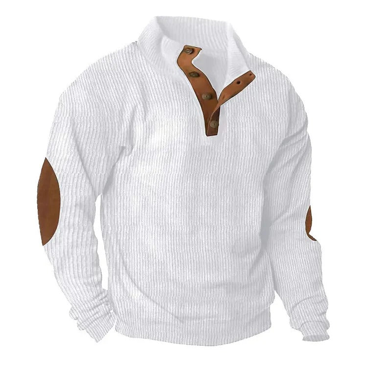 Men's Stand Collar Button Pullover