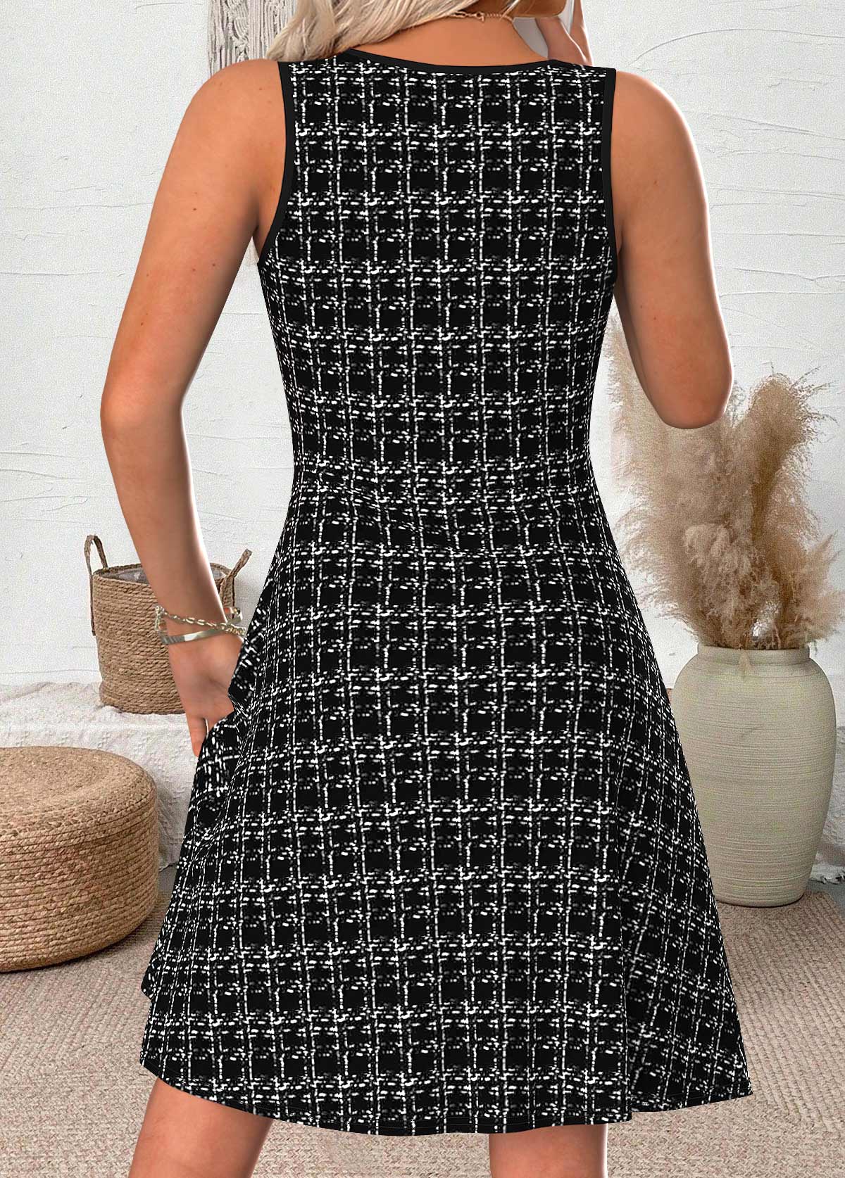 Women's Sleeveless Striped Fit & Flare Dress