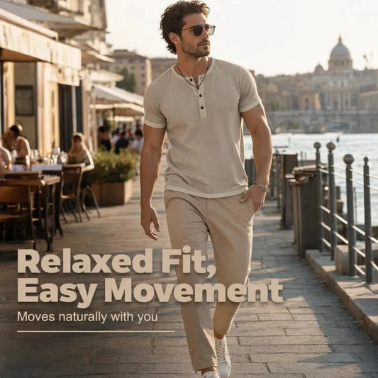 Men's Contrast-Trim Henley Shirt