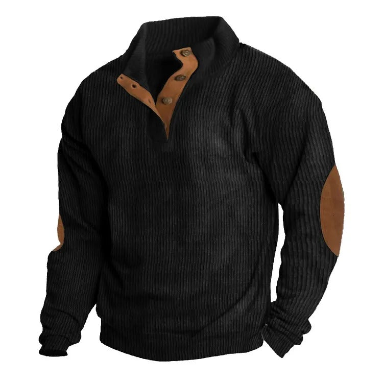 Men's Stand Collar Button Pullover