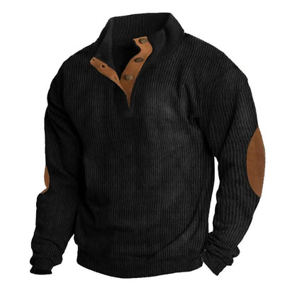 Men's Stand Collar Button Pullover