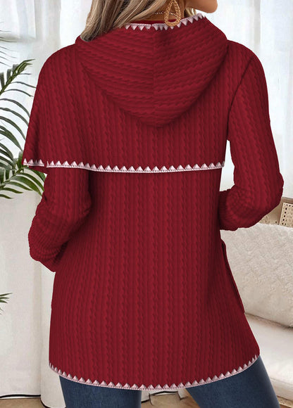 Women's Hooded Tunic Top with Decorative Trim