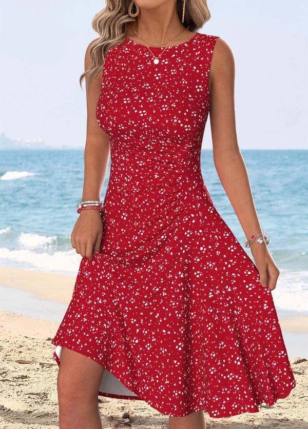 Women’s Sleeveless Round Neck Flared Dress