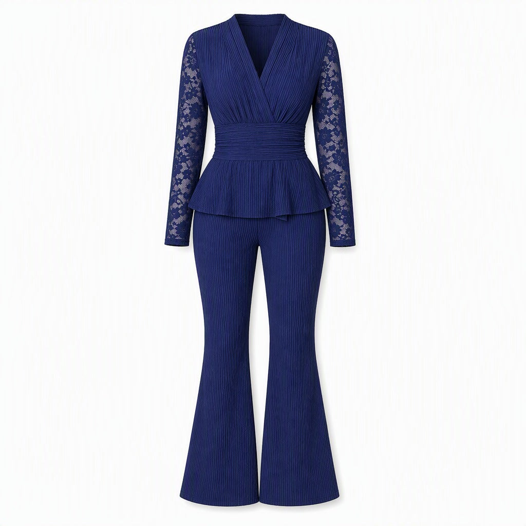 Women's Lace Detail Two-Piece Pants Set