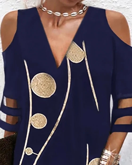 Women's Cold Shoulder V-Neck Dress