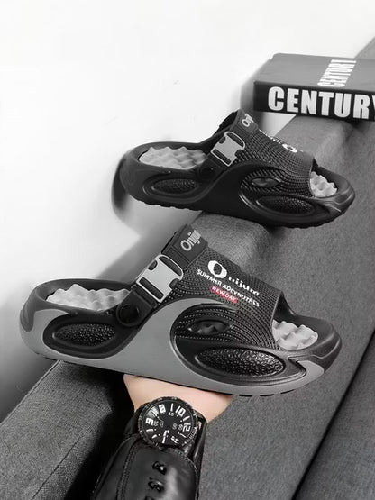 Men’s Textured Thick-Sole Slide Sandals