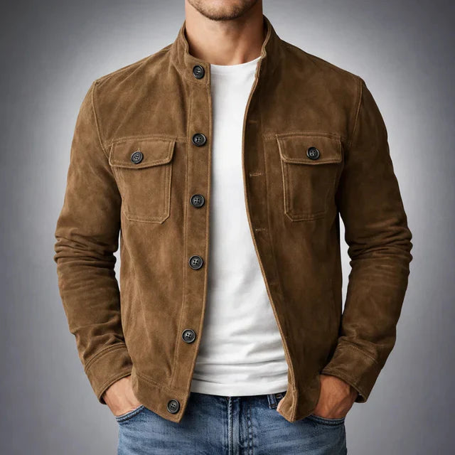 Men’s Button-Up Suede-Look Jacket