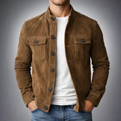 Men’s Button-Up Suede-Look Jacket