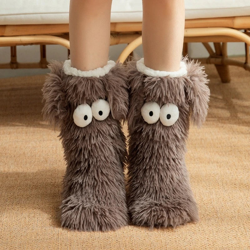 Fluffy Puppy-Design Cosy Anti-Slip Floor Socks